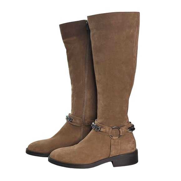 Steve Madden Quin Nubuck Leather Tall Boots Tan Brown size 39 (8.5-9) - Picture 3 of 14